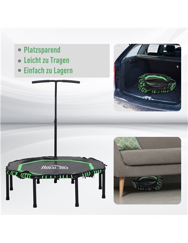 HOMCOM 48" Octagonal Mini Fitness Rebounder Trampoline Indoor Outdoor Foldable Mini Jumper with Adjustable Handle, Green A71-007