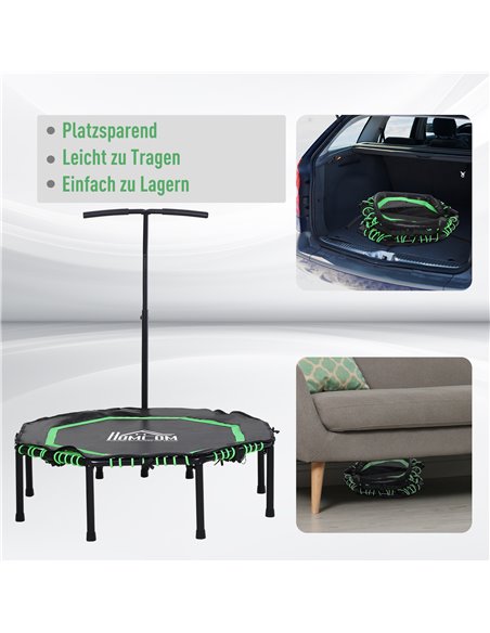HOMCOM 48" Octagonal Mini Fitness Rebounder Trampoline Indoor Outdoor Foldable Mini Jumper with Adjustable Handle, Green A71-007 - pic 68188 | FastDaddyshop