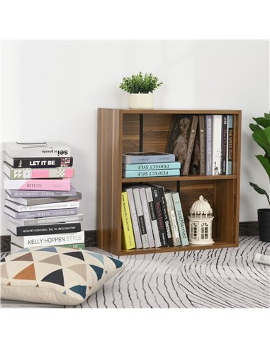 HOMCOM Wooden 2 Tier Storage Unit Shelf Bookshelf Bookcase Cupboard Cabinet Walnut 02-0597