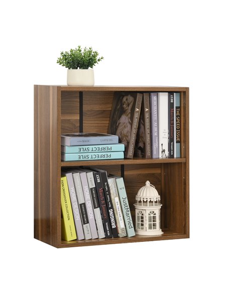 HOMCOM Wooden 2 Tier Storage Unit Shelf Bookshelf Bookcase Cupboard Cabinet Walnut 02-0597 - pic 68192 | FastDaddyshop