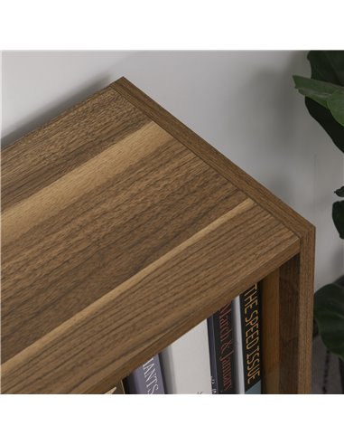 HOMCOM Wooden 2 Tier Storage Unit Shelf Bookshelf Bookcase Cupboard Cabinet Walnut 02-0597