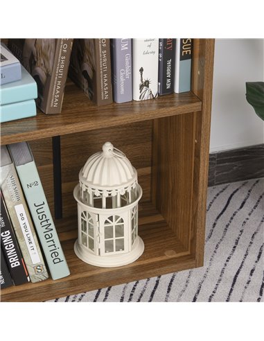 HOMCOM Wooden 2 Tier Storage Unit Shelf Bookshelf Bookcase Cupboard Cabinet Walnut 02-0597