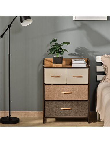 HOMCOM 4-Drawer Dresser, 3-Tier Storage Organizer, Tower Unit for Bedroom Hallway Closets with Steel Frame Wooden Top