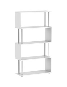HOMCOM Wooden S Shape Bookcase Bookshelf Dividers Storage Display Unit White 02-0599