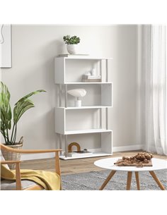 HOMCOM Wooden S Shape Bookcase Bookshelf Dividers Storage Display Unit White 02-0599 2