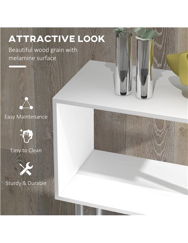 HOMCOM Wooden S Shape Bookcase Bookshelf Dividers Storage Display Unit White 02-0599