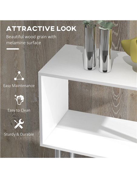 HOMCOM Wooden S Shape Bookcase Bookshelf Dividers Storage Display Unit White 02-0599 - pic 68204 | FastDaddyshop