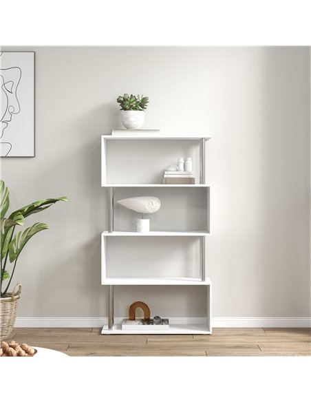 HOMCOM Wooden S Shape Bookcase Bookshelf Dividers Storage Display Unit White 02-0599 - pic 68207 | FastDaddyshop