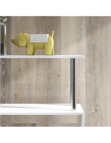 HOMCOM Wooden S Shape Bookcase Bookshelf Dividers Storage Display Unit White 02-0599