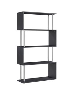 HOMCOM S-Shaped Bookcase, Bookshelf Divider, Black 02-0600