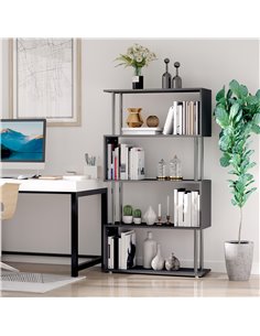 HOMCOM S-Shaped Bookcase, Bookshelf Divider, Black 02-0600 2