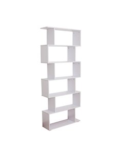 HOMCOM S Shape Wooden 6-tier Bookshelf, Bookcase Storage, White 831-037WT