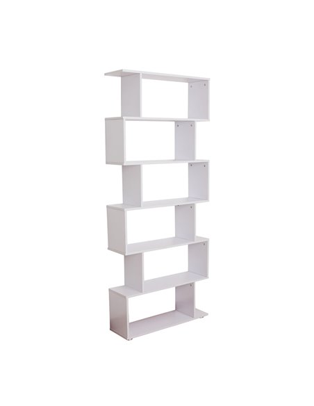 HOMCOM S Shape Wooden 6-tier Bookshelf, Bookcase Storage, White 831-037WT - pic 68228 | FastDaddyshop