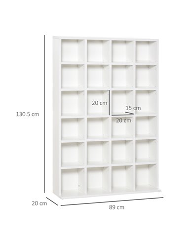 HOMCOM 480 CD / 312 DVD Storage Shelf Rack Media Storage Unit Shelves Racks Wooden Bookcase Display Unit with 4 Adjustable Shelv