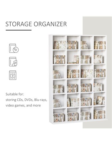 HOMCOM 480 CD / 312 DVD Storage Shelf Rack Media Storage Unit Shelves Racks Wooden Bookcase Display Unit with 4 Adjustable Shelv