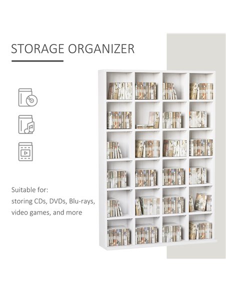 HOMCOM 480 CD / 312 DVD Storage Shelf Rack Media Storage Unit Shelves Racks Wooden Bookcase Display Unit with 4 Adjustable Shelv - pic 68257 | FastDaddyshop