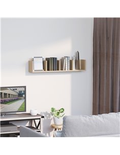 HOMCOM Wall Mount 84 CD / 56 DVD/Blu-ray/ Media Storage Rack, Natural Wood Colour 833-134 2