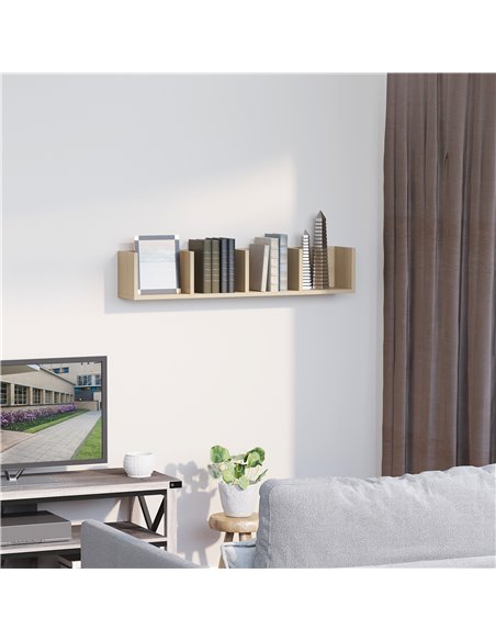 HOMCOM Wall Mount 84 CD / 56 DVD/Blu-ray/ Media Storage Rack 4 Cubes Wooden Shelf Organizer Unit Bookcase Display (Natural Wood  - pic 68263 | FastDaddyshop