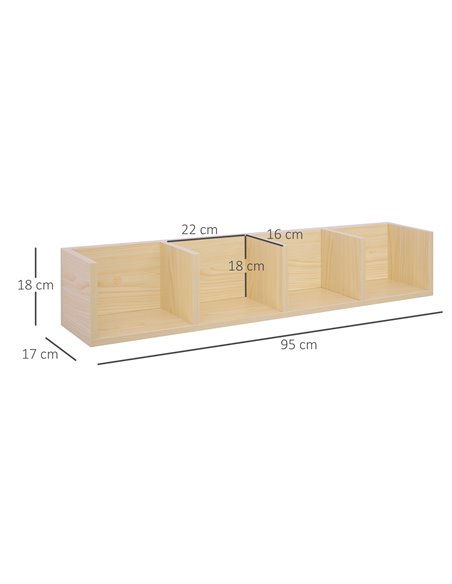 HOMCOM Wall Mount 84 CD / 56 DVD/Blu-ray/ Media Storage Rack 4 Cubes Wooden Shelf Organizer Unit Bookcase Display (Natural Wood  - pic 68265 | FastDaddyshop