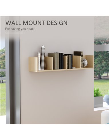 HOMCOM Wall Mount 84 CD / 56 DVD/Blu-ray/ Media Storage Rack 4 Cubes Wooden Shelf Organizer Unit Bookcase Display (Natural Wood 