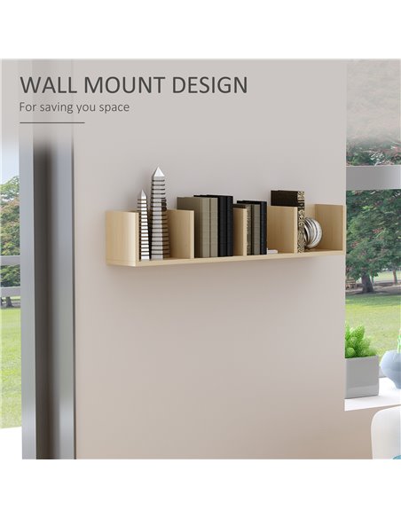 HOMCOM Wall Mount 84 CD / 56 DVD/Blu-ray/ Media Storage Rack 4 Cubes Wooden Shelf Organizer Unit Bookcase Display (Natural Wood  - pic 68266 | FastDaddyshop