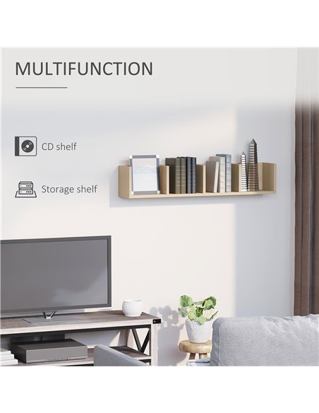 HOMCOM Wall Mount 84 CD / 56 DVD/Blu-ray/ Media Storage Rack 4 Cubes Wooden Shelf Organizer Unit Bookcase Display (Natural Wood  - pic 68267 | FastDaddyshop