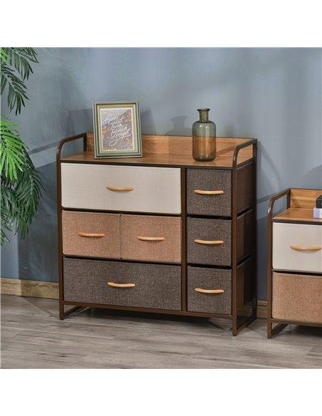 HOMCOM 7-Drawer Dresser, Fabric Chest of Drawers, 3-Tier Storage Organizer for Bedroom Hallway Entryway, Tower Unit with Steel F - pic 6828 | FastDaddyshop