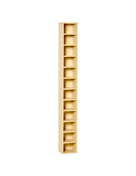 HOMCOM 12-tier Media Storage Cabinet 204 CDs Shelf Tower, Pine Wood Colour 833-135 - pic 68281 | FastDaddyshop