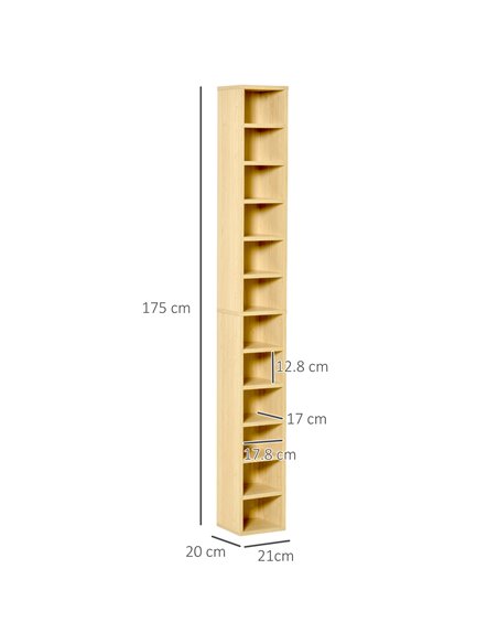 HOMCOM 12-tier Media Storage Cabinet 204 CDs Shelf Tower Multimedia Organizer Rack Stand Bookcase Display Unit 833-135 - pic 68283 | FastDaddyshop