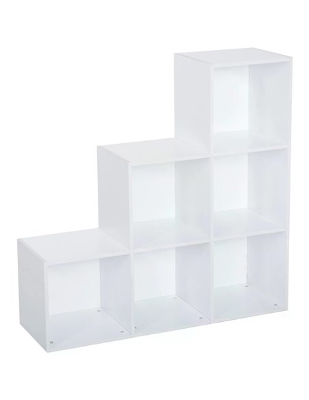 HOMCOM 3-Tier 6 Cube Step Storage Unit, Particle Board Bookcase and Organiser for Home Office, White 833-421WT - pic 68290 | FastDaddyshop