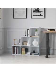 HOMCOM 3-Tier 6 Cube Step Storage Unit, Particle Board Bookcase and Organiser for Home Office, White 833-421WT 2