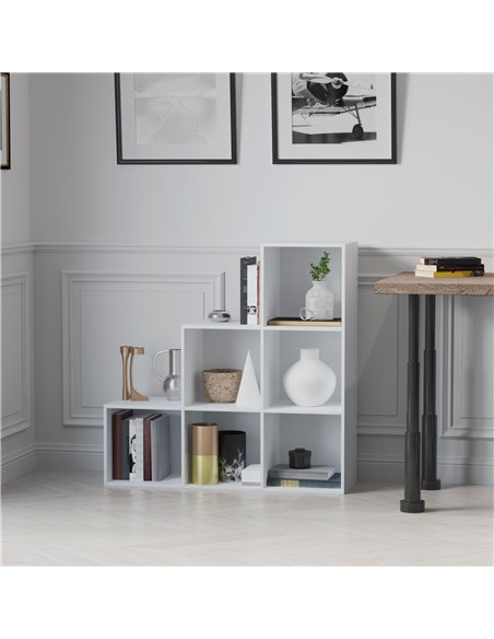 HOMCOM 3-Tier 6 Cube Step Storage Unit, Particle Board Bookcase and Organiser for Home Office, White 833-421WT - pic 68291 | FastDaddyshop