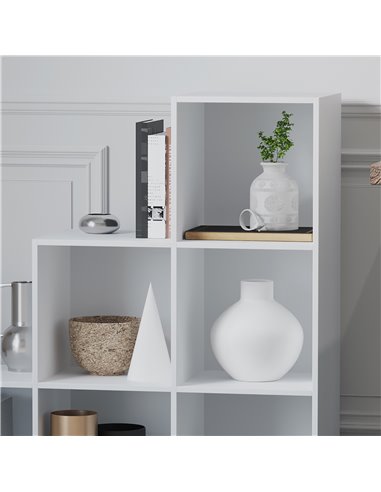 HOMCOM 3-Tier 6 Cube Step Storage Unit, Particle Board Bookcase and Organiser for Home Office, White 833-421WT