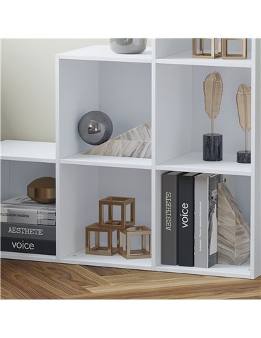 HOMCOM 3-Tier 6 Cube Step Storage Unit, Particle Board Bookcase and Organiser for Home Office, White 833-421WT