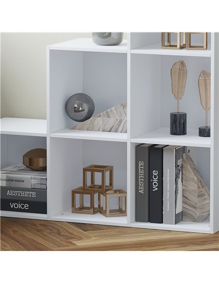 HOMCOM 3-Tier 6 Cube Step Storage Unit, Particle Board Bookcase and Organiser for Home Office, White 833-421WT - pic 68297 | FastDaddyshop