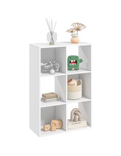HOMCOM 6 Cubes Storage Unit, 3-Tier Particle Board Bookcase Organiser for Home Office, White 833-423WT