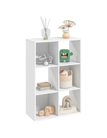 HOMCOM 6 Cubes Storage Unit, 3-Tier Particle Board Bookcase Organiser for Home Office, White 833-423WT - pic 68299 | FastDaddyshop
