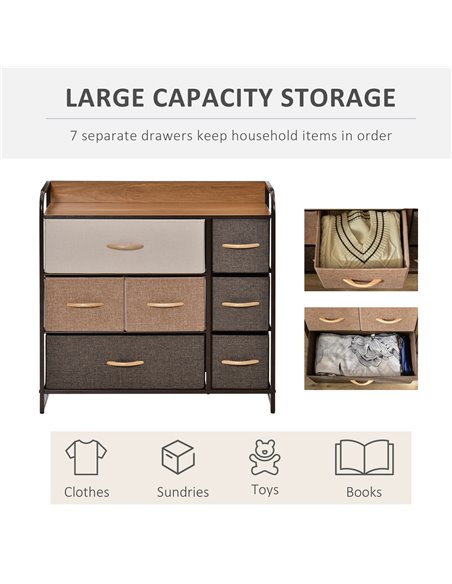 HOMCOM 7-Drawer Dresser, Fabric Chest of Drawers, 3-Tier Storage Organizer for Bedroom Hallway Entryway, Tower Unit with Steel F - pic 6830 | FastDaddyshop