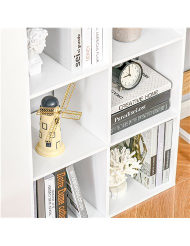 HOMCOM 6 Cubes Storage Unit, 3-Tier Particle Board Bookcase Organiser for Home Office, White 833-423WT