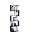 HOMCOM 5-Tier S-Shaped Bookcase, Stylish Storage and Display Shelving, Modern Room Divider, Black 833-450BK