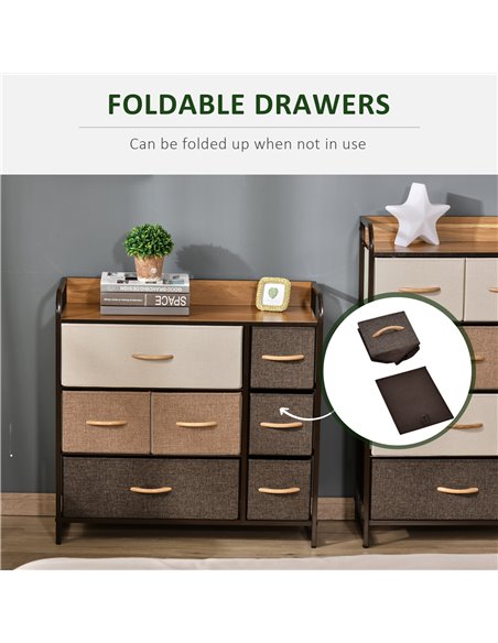 HOMCOM 7-Drawer Dresser, Fabric Chest of Drawers, 3-Tier Storage Organizer for Bedroom Hallway Entryway, Tower Unit with Steel F - pic 6832 | FastDaddyshop