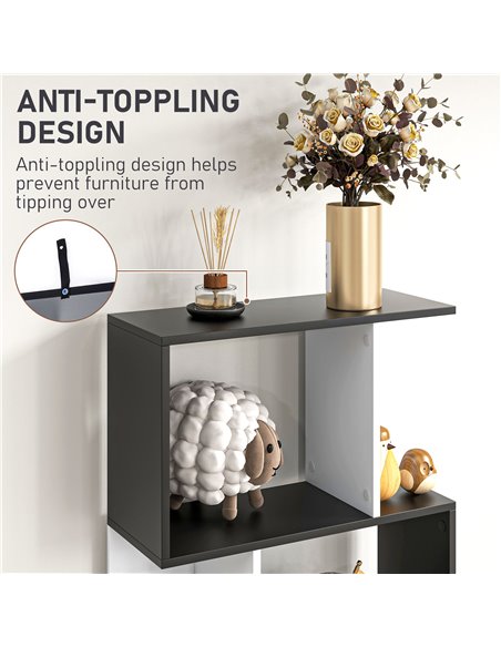 HOMCOM 5-Tier S-Shaped Bookcase, Stylish Storage and Display Shelving, Modern Room Divider, Black 833-450BK - pic 68322 | FastDaddyshop