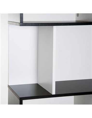 HOMCOM 5-Tier S-Shaped Bookcase, Stylish Storage and Display Shelving, Modern Room Divider, Black 833-450BK