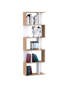 HOMCOM 5-tier Bookcase Storage Display Shelving S Shape design Unit Divider White 833-450