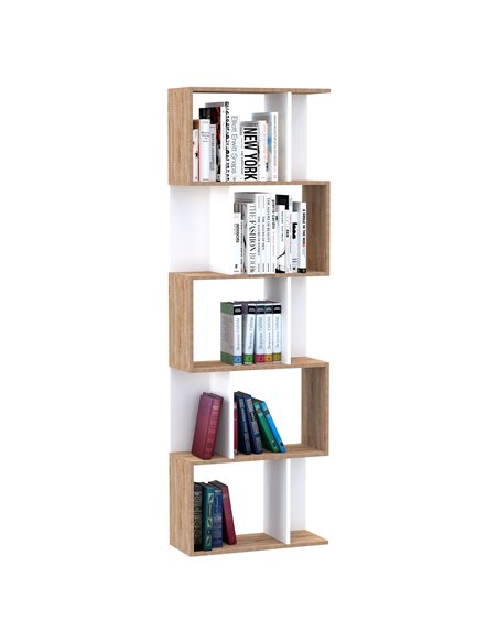 HOMCOM 5-tier Bookcase Storage Display Shelving S Shape design Unit Divider White 833-450 - pic 68326 | FastDaddyshop