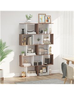 HOMCOM 5-tier Bookcase Storage Display Shelving S Shape design Unit Divider White 833-450 2