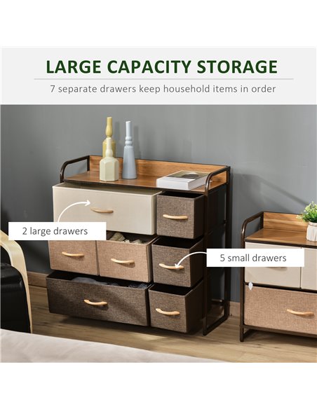 HOMCOM 7-Drawer Dresser, Fabric Chest of Drawers, 3-Tier Storage Organizer for Bedroom Hallway Entryway, Tower Unit with Steel F - pic 6833 | FastDaddyshop