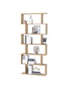 HOMCOM S Shape Wooden Storage Display with 6 Shelves, Room Divider Unit, Bookshelf, Bookcase, Oak 833-382