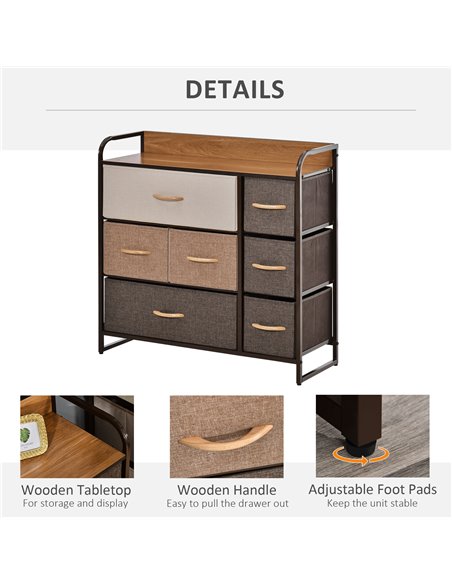 HOMCOM 7-Drawer Dresser, Fabric Chest of Drawers, 3-Tier Storage Organizer for Bedroom Hallway Entryway, Tower Unit with Steel F - pic 6834 | FastDaddyshop
