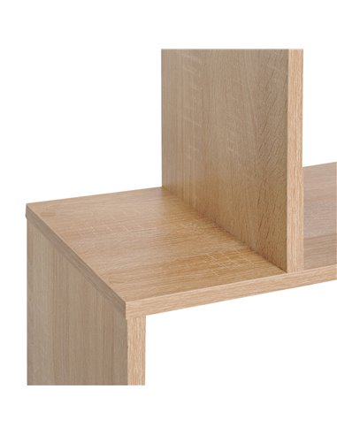 HOMCOM S Shape Wooden Storage Display with 6 Shelves, Room Divider Unit, Bookshelf, Bookcase, Oak 833-382